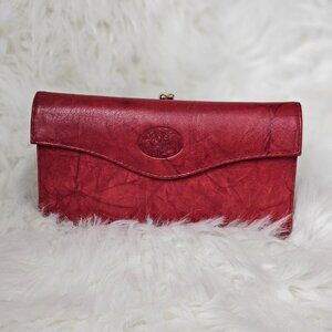 Julia Buxton New Women's Mini Heiress Organizer Clutch Leather Red Wallet Bag
